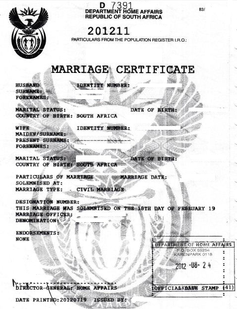 abridged marriage certificate
